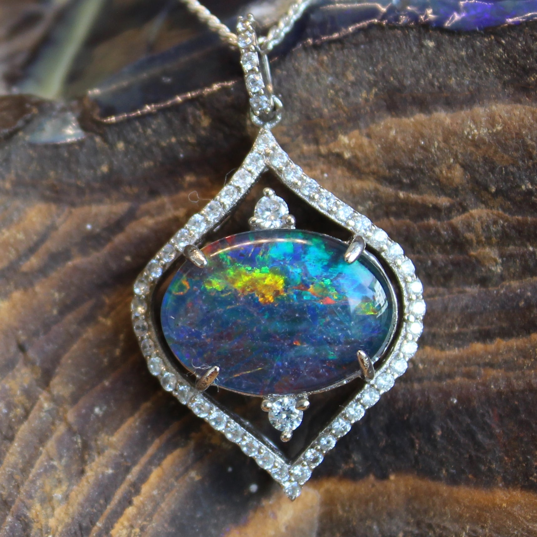 Sterling Sliver Opal Triplet Pendant and Earrings Set - Masterpiece Jewellery Opal & Gems Sydney Australia | Online Shop