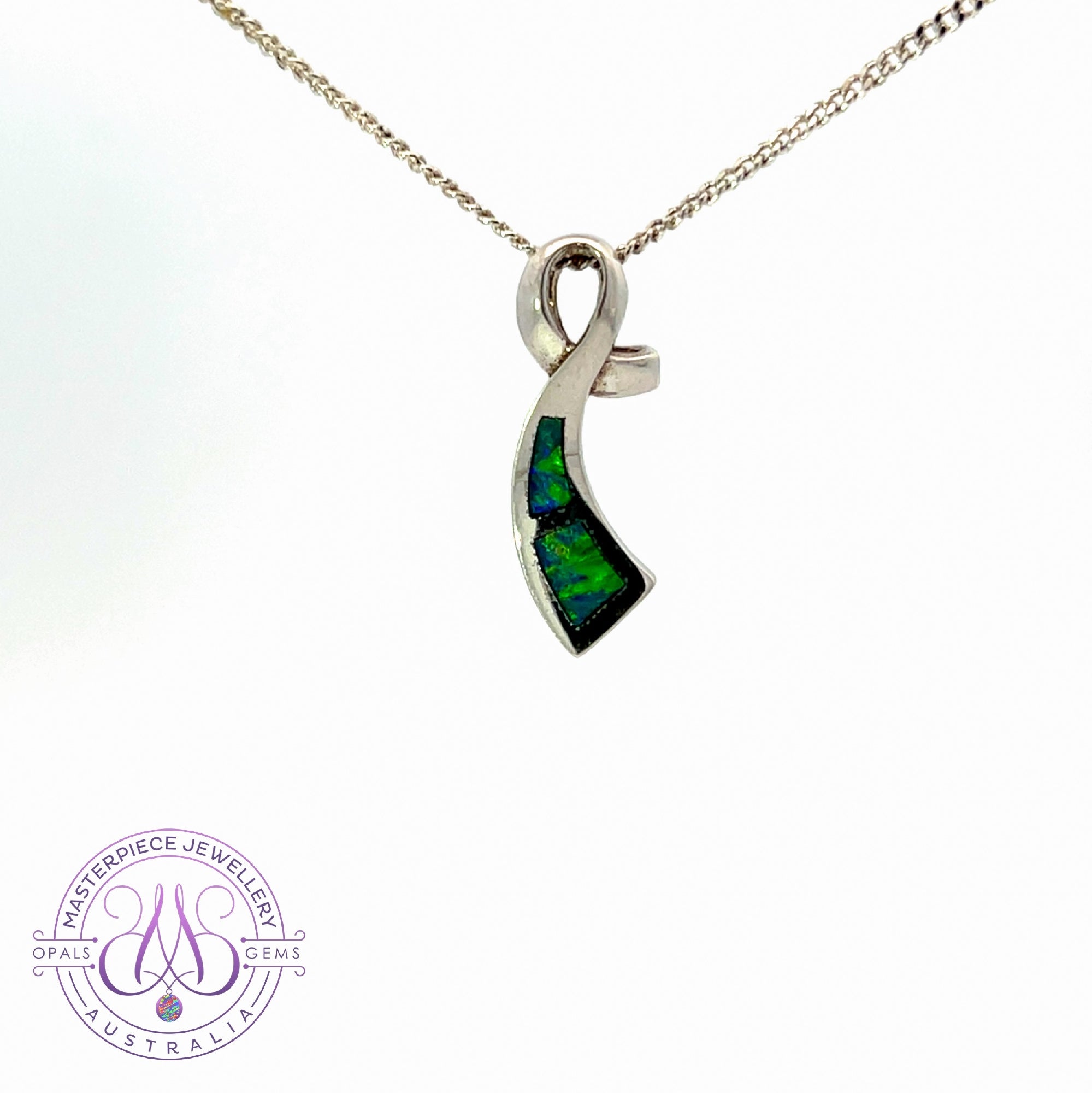 STERLING SILVER PENDANT OPAL INLAY