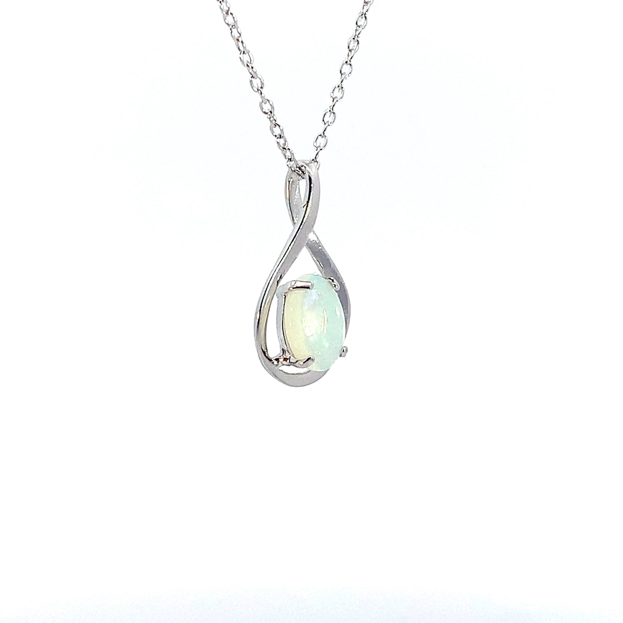 Sterling Silver 8x6mm White Opal Tear drop design pendant - Masterpiece Jewellery Opal & Gems Sydney Australia | Online Shop