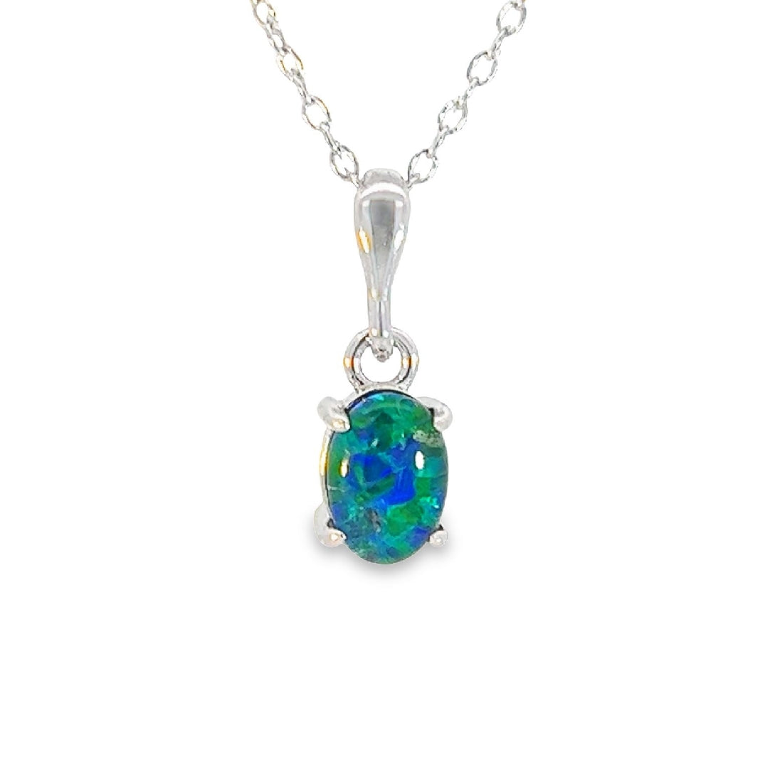 Sterling Silver 7x5mm Triplet Opal necklace pendant - Masterpiece Jewellery Opal & Gems Sydney Australia | Online Shop