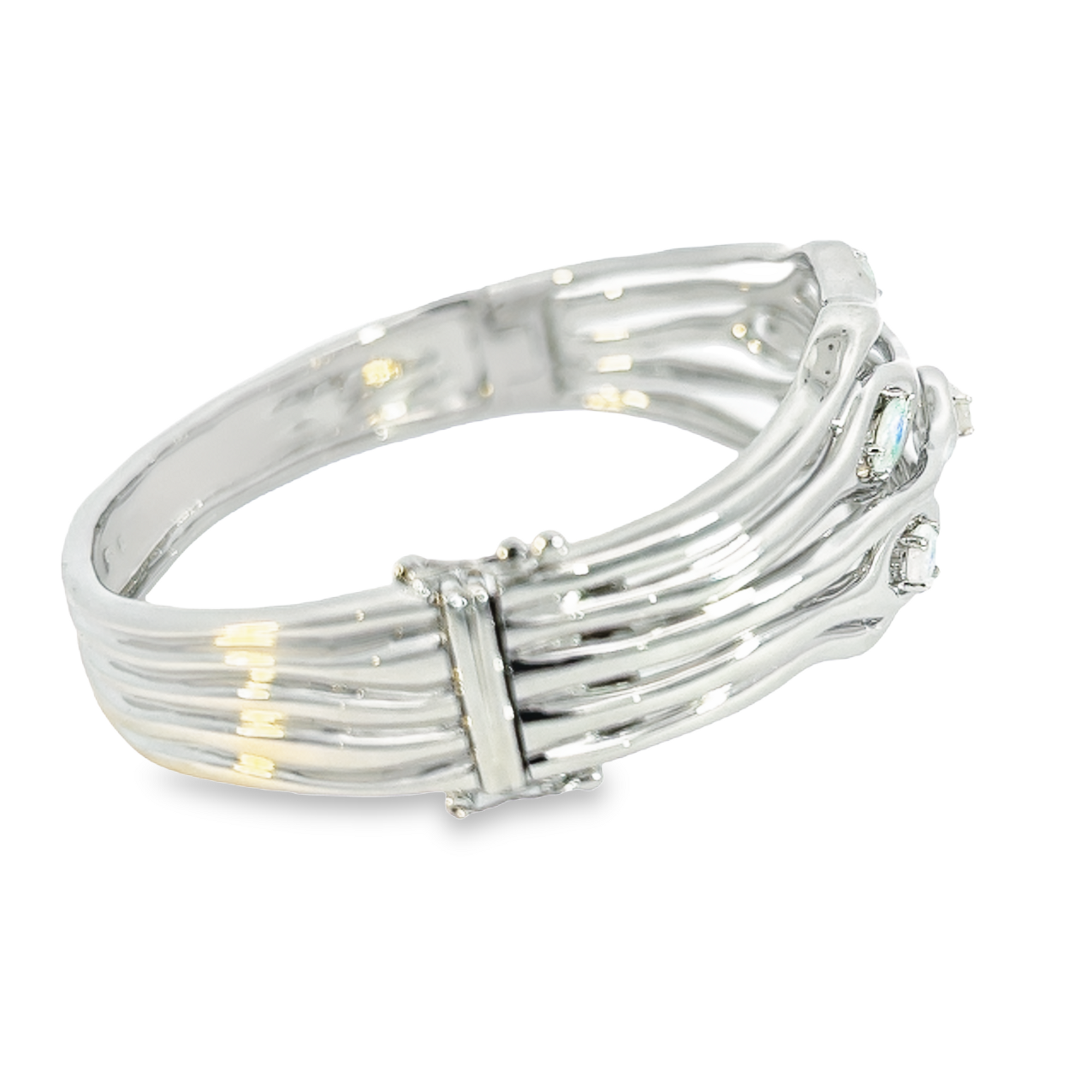 Sterling Silver wave cut out bangle 0.92ct - Masterpiece Jewellery Opal & Gems Sydney Australia | Online Shop