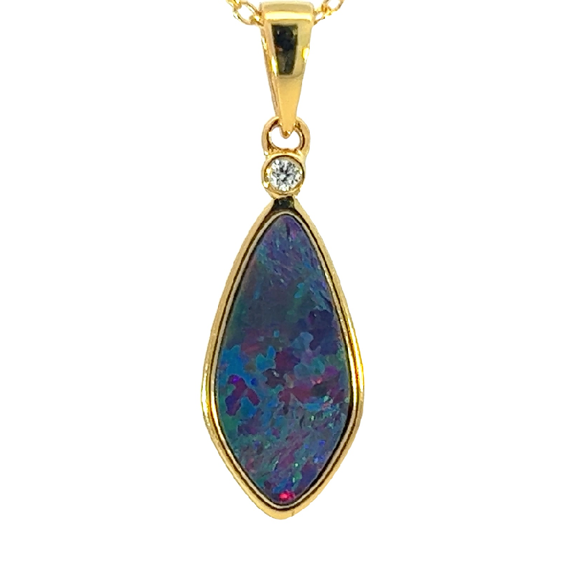 Gold Plated Silver Opal doublet 25x8.2mm pendant - Masterpiece Jewellery Opal & Gems Sydney Australia | Online Shop