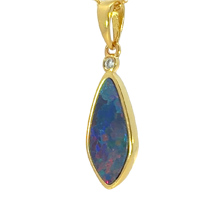 Gold Plated Silver Opal doublet 25x8.2mm pendant - Masterpiece Jewellery Opal & Gems Sydney Australia | Online Shop