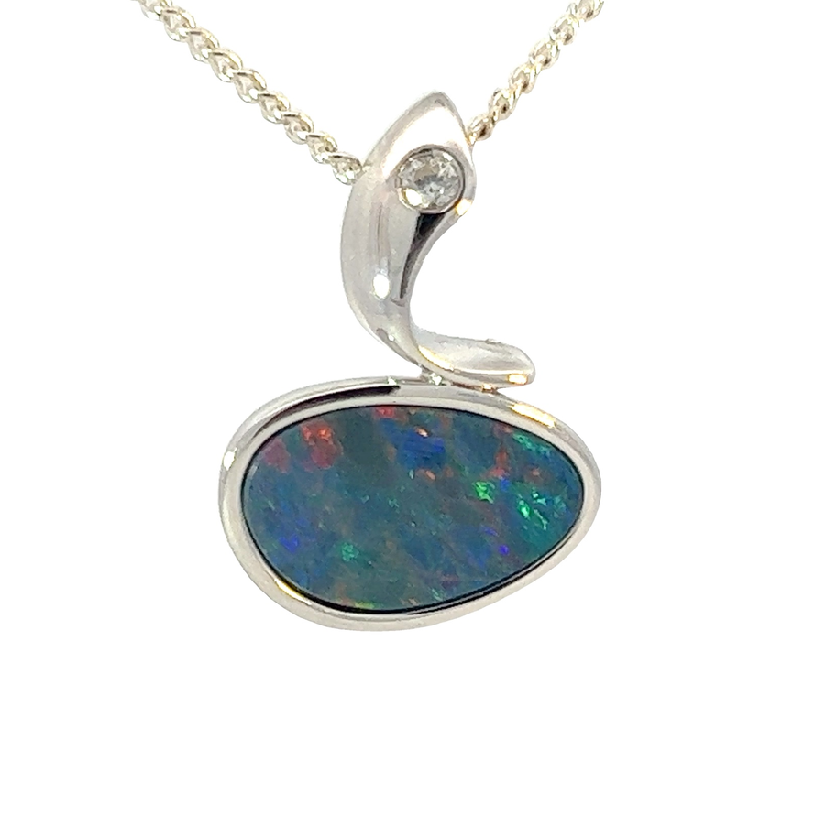 Sterling Silver Opal doublet 19.1x13.4mm pendant - Masterpiece Jewellery Opal & Gems Sydney Australia | Online Shop