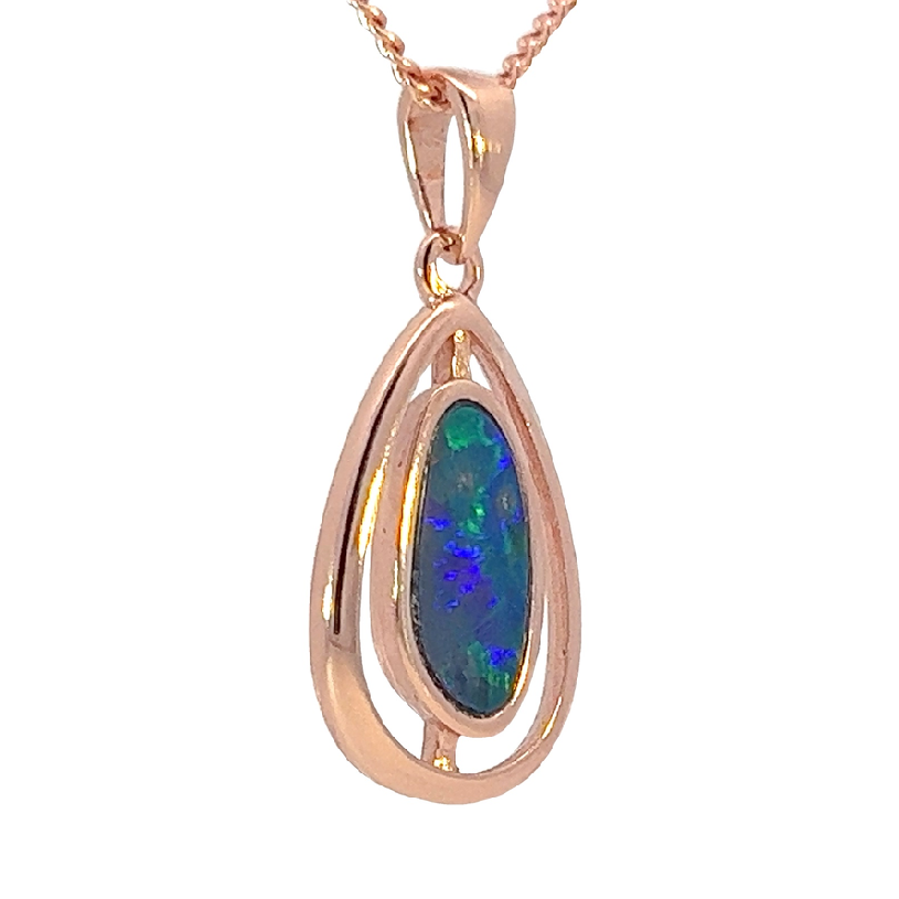 Rose Gold Plated silver Opal doublet pendants - Masterpiece Jewellery Opal & Gems Sydney Australia | Online Shop