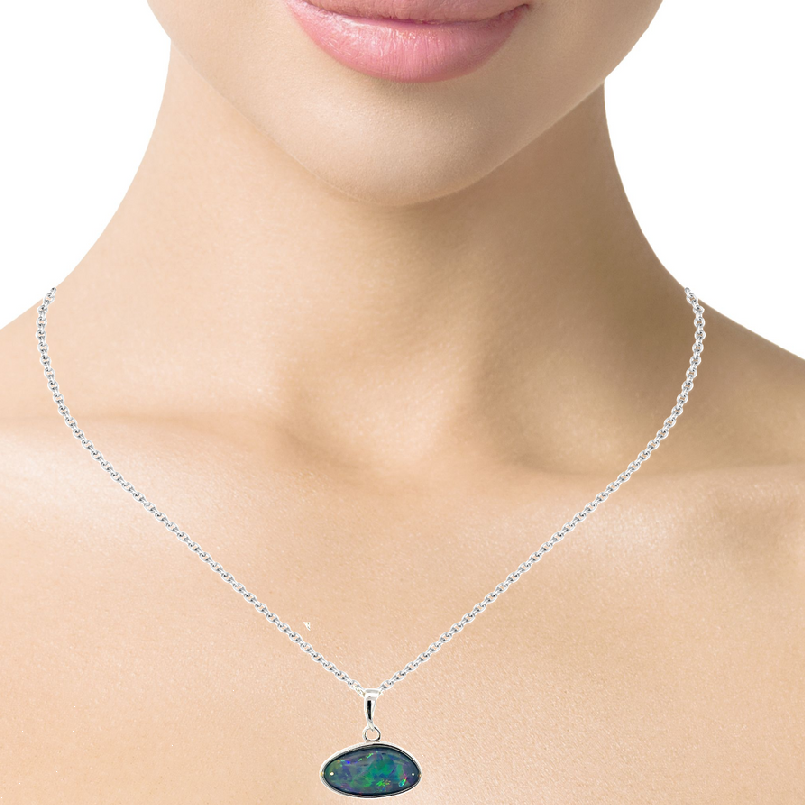 Sterling Silver Opal triplet 20x18.9mm pendant - Masterpiece Jewellery Opal & Gems Sydney Australia | Online Shop