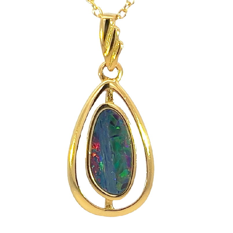 Gold plated silver Opal doublet pendant - Masterpiece Jewellery Opal & Gems Sydney Australia | Online Shop