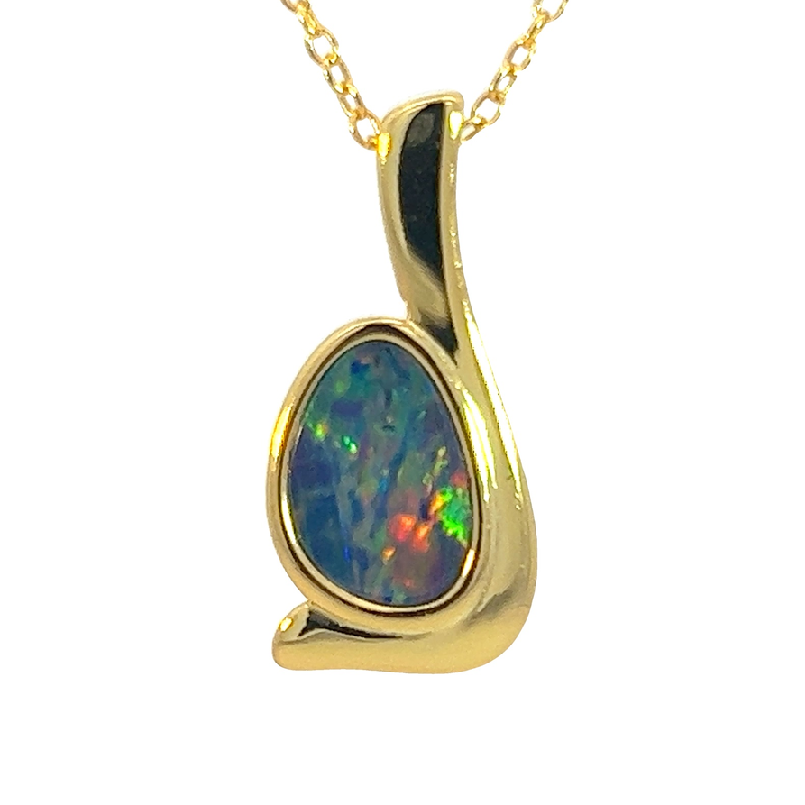 Gold Plate Silver Opal doublet 21x8.8mm pendant - Masterpiece Jewellery Opal & Gems Sydney Australia | Online Shop