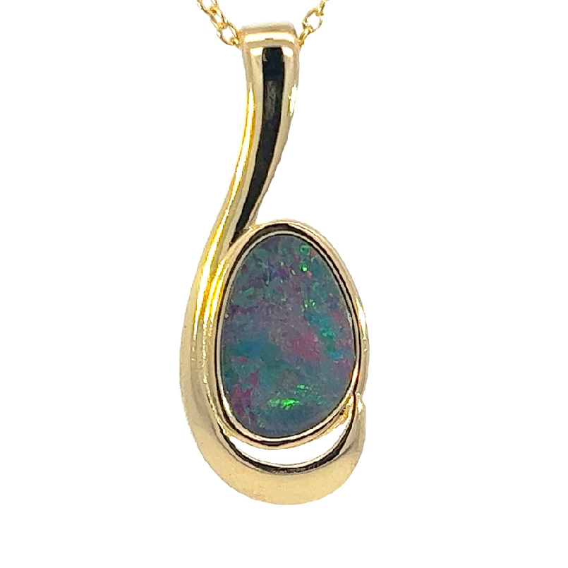 Gold Plated swirl Opal doublet 27.7x11mm pendant - Masterpiece Jewellery Opal & Gems Sydney Australia | Online Shop