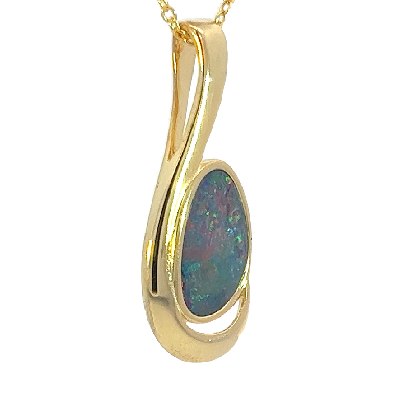 Gold Plated swirl Opal doublet 27.7x11mm pendant - Masterpiece Jewellery Opal & Gems Sydney Australia | Online Shop
