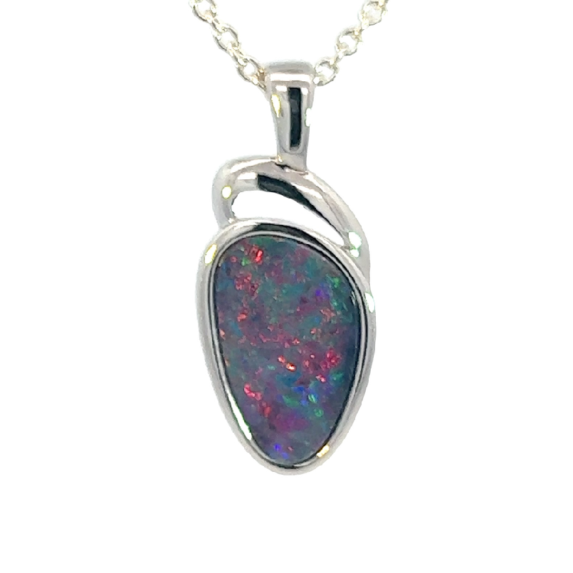Sterling Silver Opal doublet 12.7x7.5mm pendant - Masterpiece Jewellery Opal & Gems Sydney Australia | Online Shop