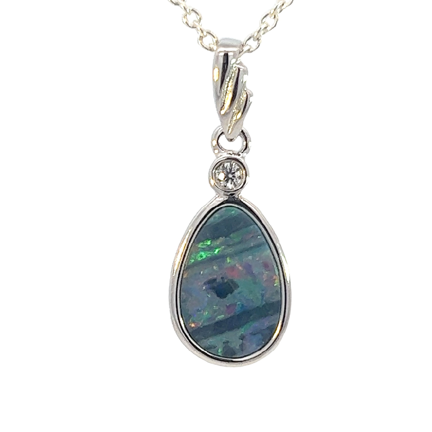 Sterling Silver Opal doublet 22x8.7mm pendant - Masterpiece Jewellery Opal & Gems Sydney Australia | Online Shop