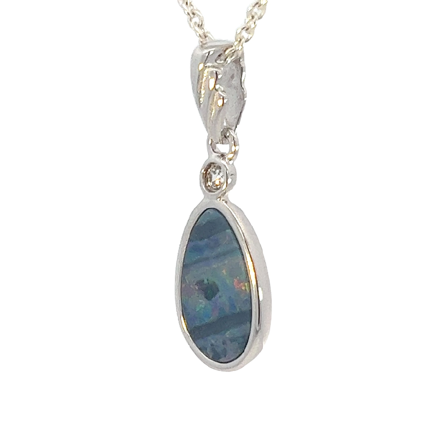 Sterling Silver Opal doublet 22x8.7mm pendant - Masterpiece Jewellery Opal & Gems Sydney Australia | Online Shop