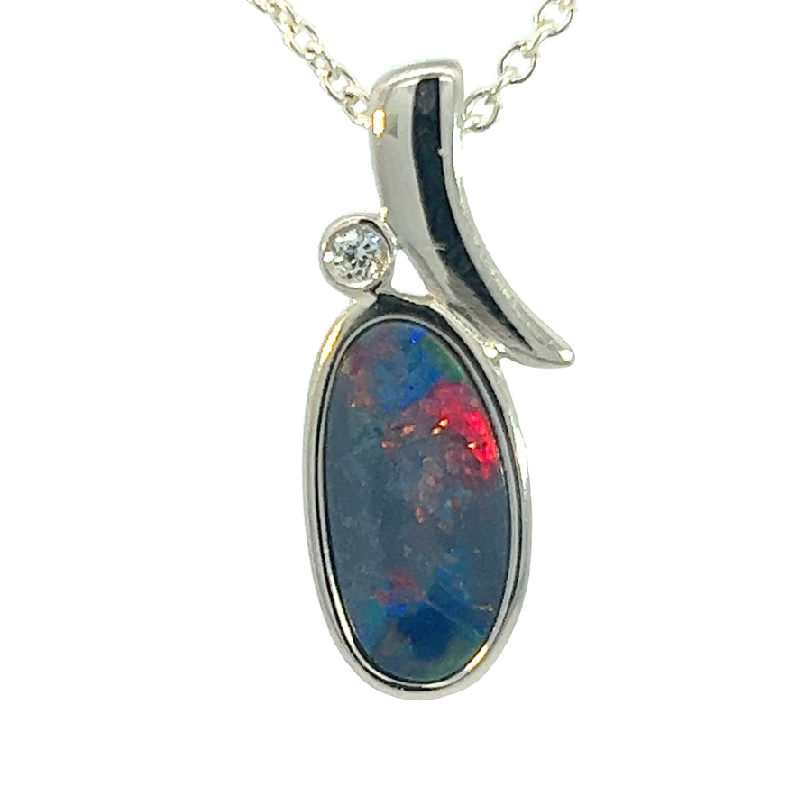 Silver Opal doublet 12.2x6.6mm pendant - Masterpiece Jewellery Opal & Gems Sydney Australia | Online Shop