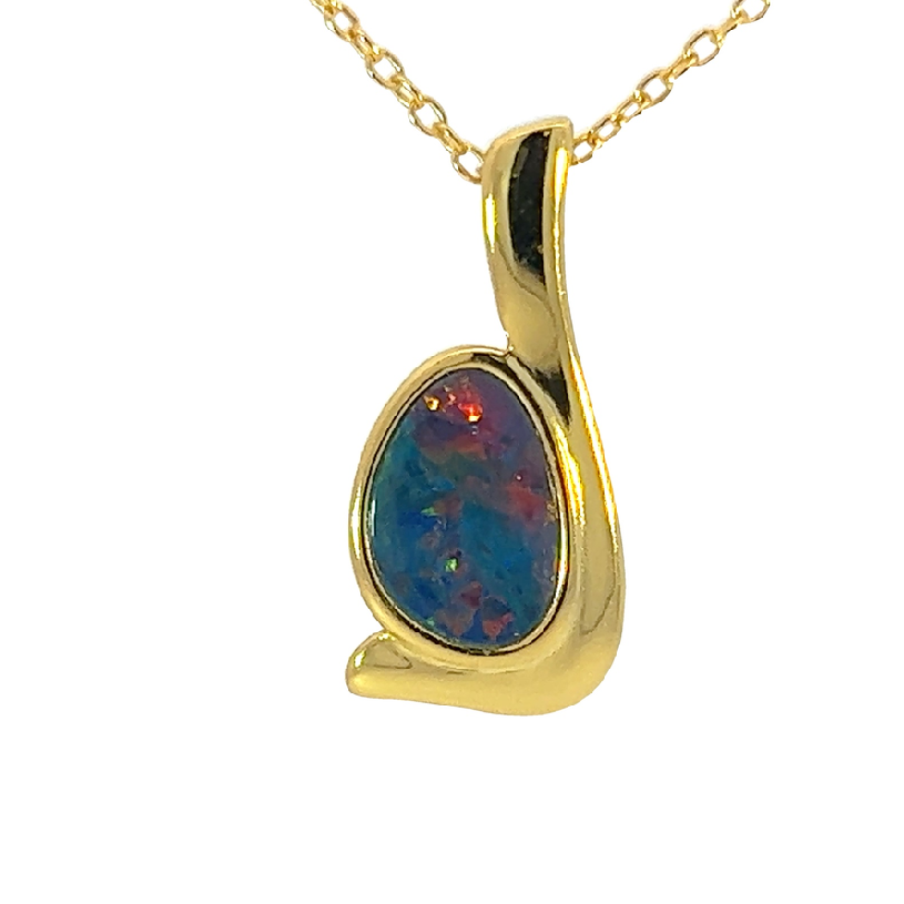 Gold plated Silver Opal doublet 20x9mm pendant - Masterpiece Jewellery Opal & Gems Sydney Australia | Online Shop