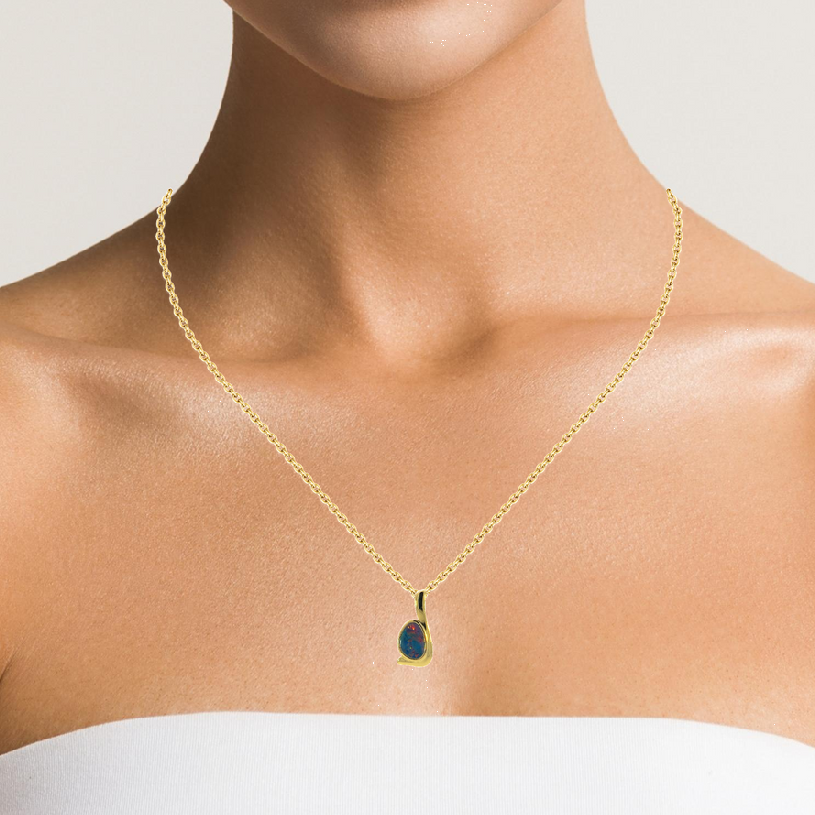 Gold plated Silver Opal doublet 20x9mm pendant - Masterpiece Jewellery Opal & Gems Sydney Australia | Online Shop