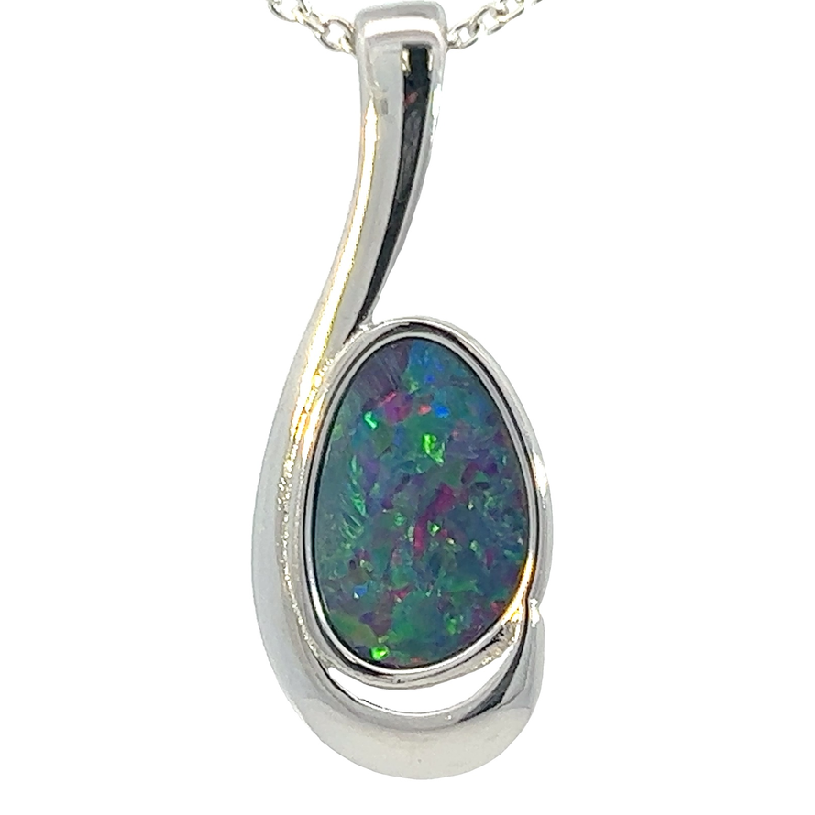 Sterling Silver Opal doublet 27x11mm pendant - Masterpiece Jewellery Opal & Gems Sydney Australia | Online Shop