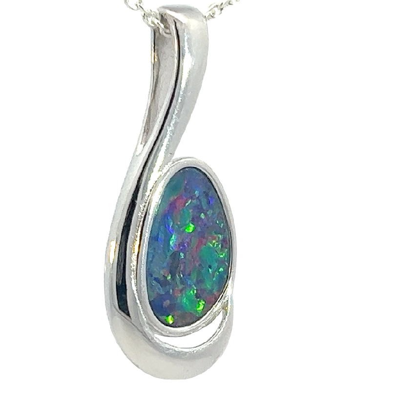 Sterling Silver Opal doublet 27x11mm pendant - Masterpiece Jewellery Opal & Gems Sydney Australia | Online Shop