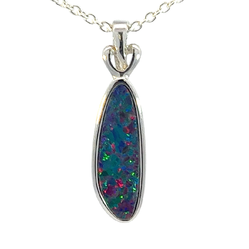 Sterling Silver Opal doublet 23x6mm pendant - Masterpiece Jewellery Opal & Gems Sydney Australia | Online Shop