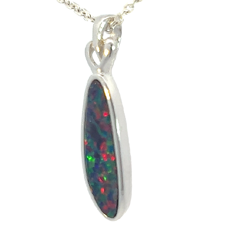 Sterling Silver Opal doublet 23x6mm pendant - Masterpiece Jewellery Opal & Gems Sydney Australia | Online Shop