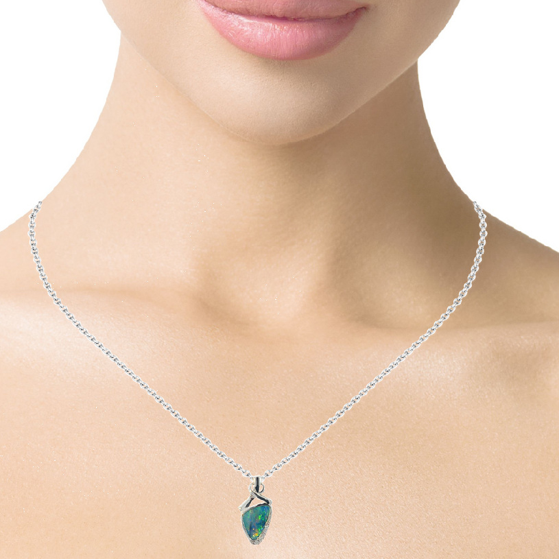 Sterling Silver Opal traingular 10x7.9mm pendant - Masterpiece Jewellery Opal & Gems Sydney Australia | Online Shop