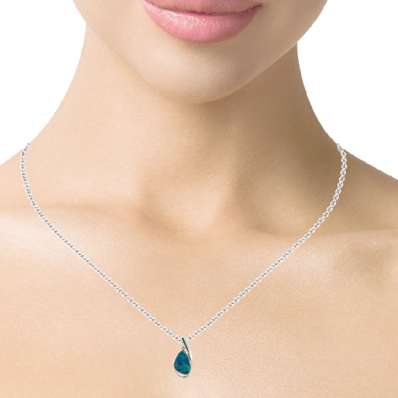 Sterling Silver Opal doublet 24x10.6mm pendant - Masterpiece Jewellery Opal & Gems Sydney Australia | Online Shop