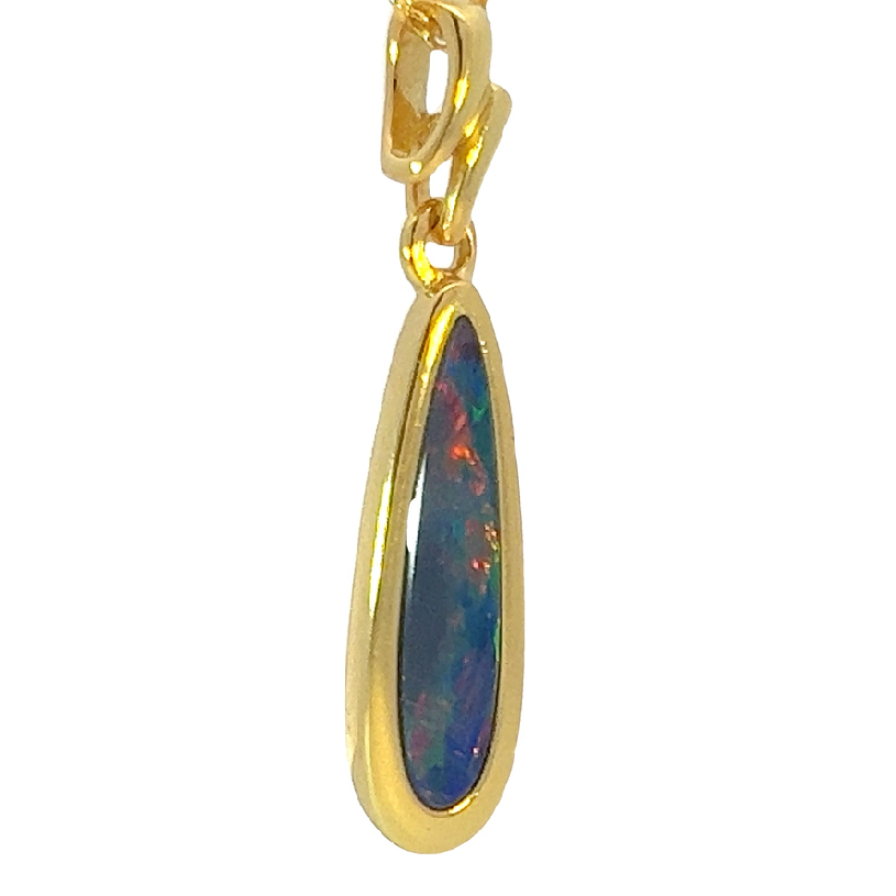 Gold Plated silver Opal doublet 28x6mm pendant - Masterpiece Jewellery Opal & Gems Sydney Australia | Online Shop