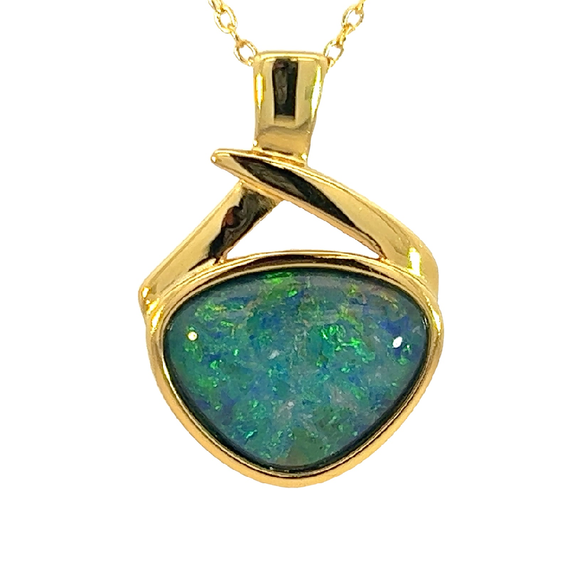 Sterling Silver gold plated opal pendant 16.2x23mm - Masterpiece Jewellery Opal & Gems Sydney Australia | Online Shop