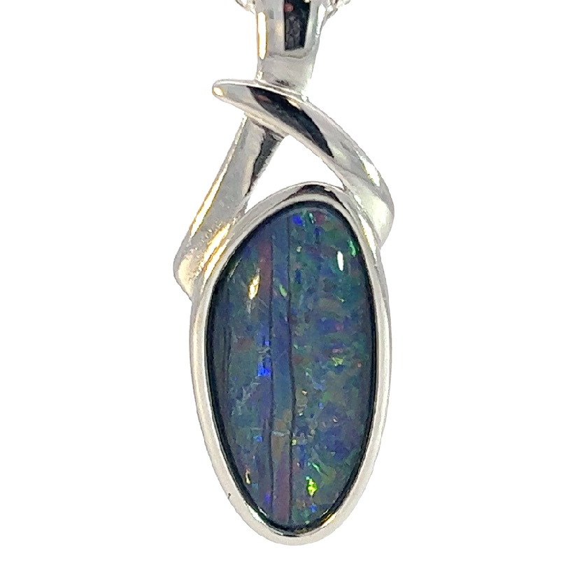 Sterling Silver Opal triplet pendant 28.6x11.1mm - Masterpiece Jewellery Opal & Gems Sydney Australia | Online Shop