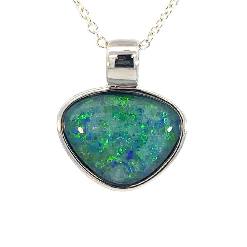 Sterling Silver Opal triplet pendant 18.2x15.5mm - Masterpiece Jewellery Opal & Gems Sydney Australia | Online Shop