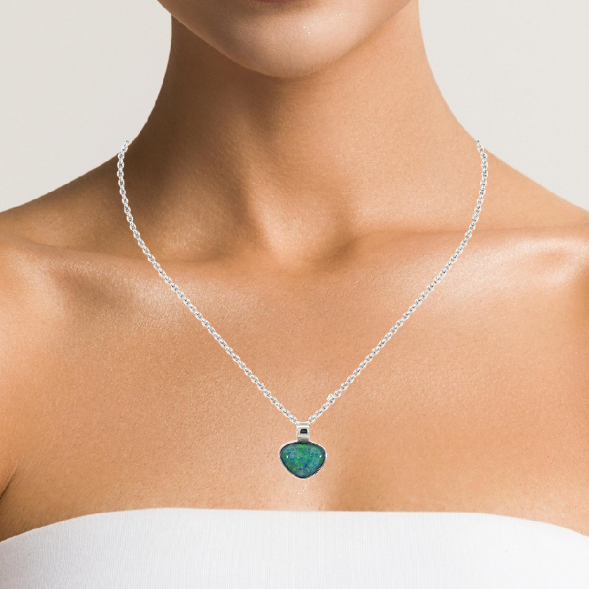 Sterling Silver Opal triplet pendant 18.2x15.5mm - Masterpiece Jewellery Opal & Gems Sydney Australia | Online Shop