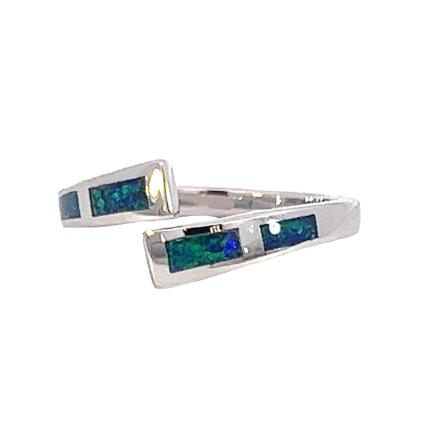 Sterling Silver split shank Opal inlay ring - Masterpiece Jewellery Opal & Gems Sydney Australia | Online Shop
