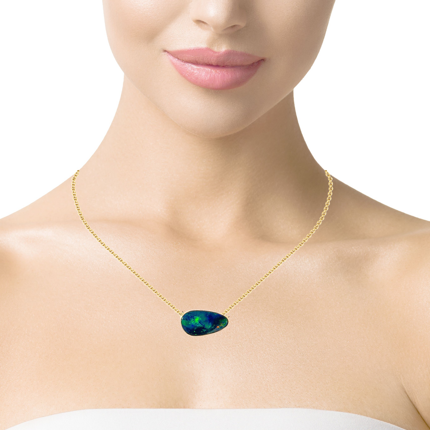 14kt Yellow Gold Opal solitaire necklace - Masterpiece Jewellery Opal & Gems Sydney Australia | Online Shop