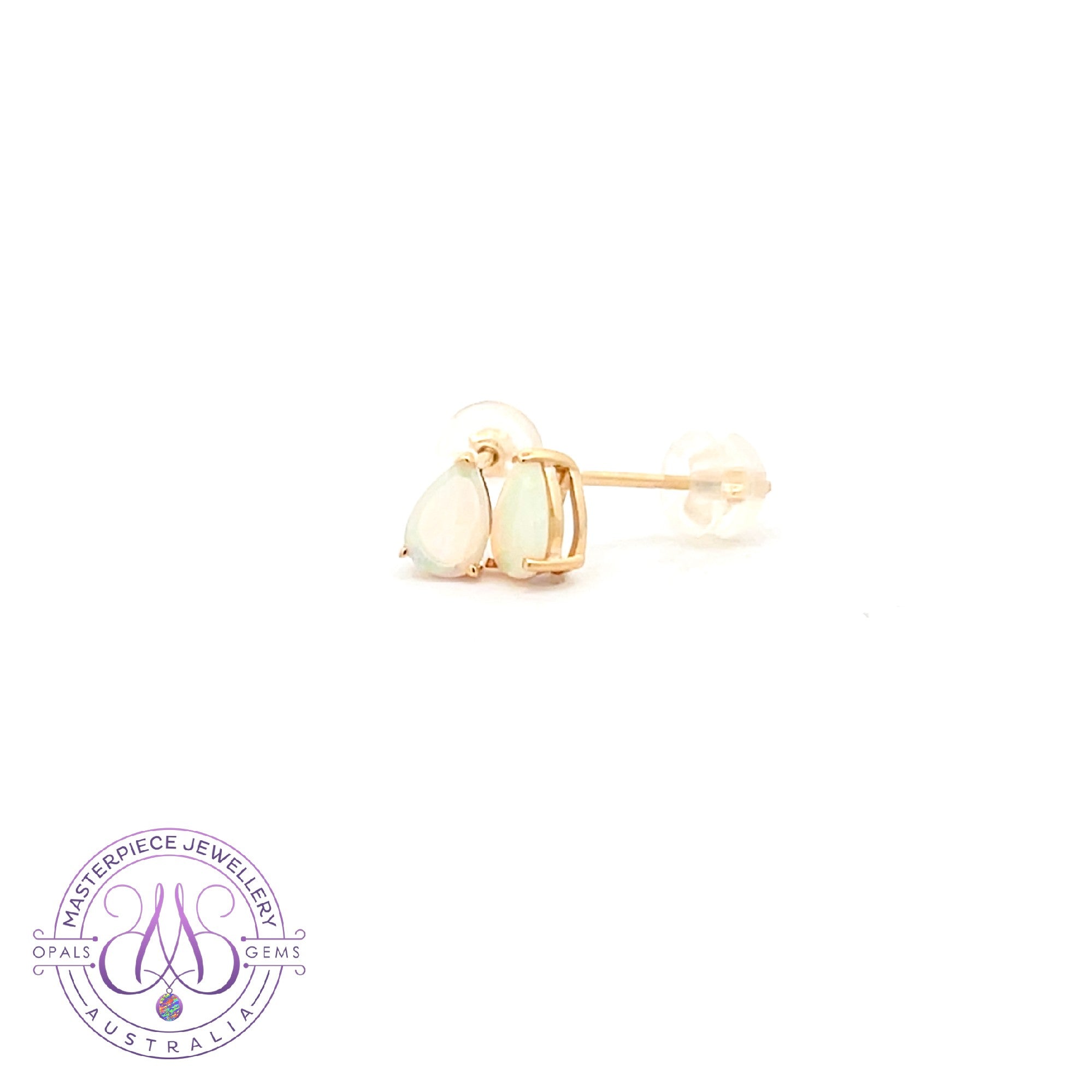 14kt Yellow Gold Pear shape 6x4mm Opal crystal studs