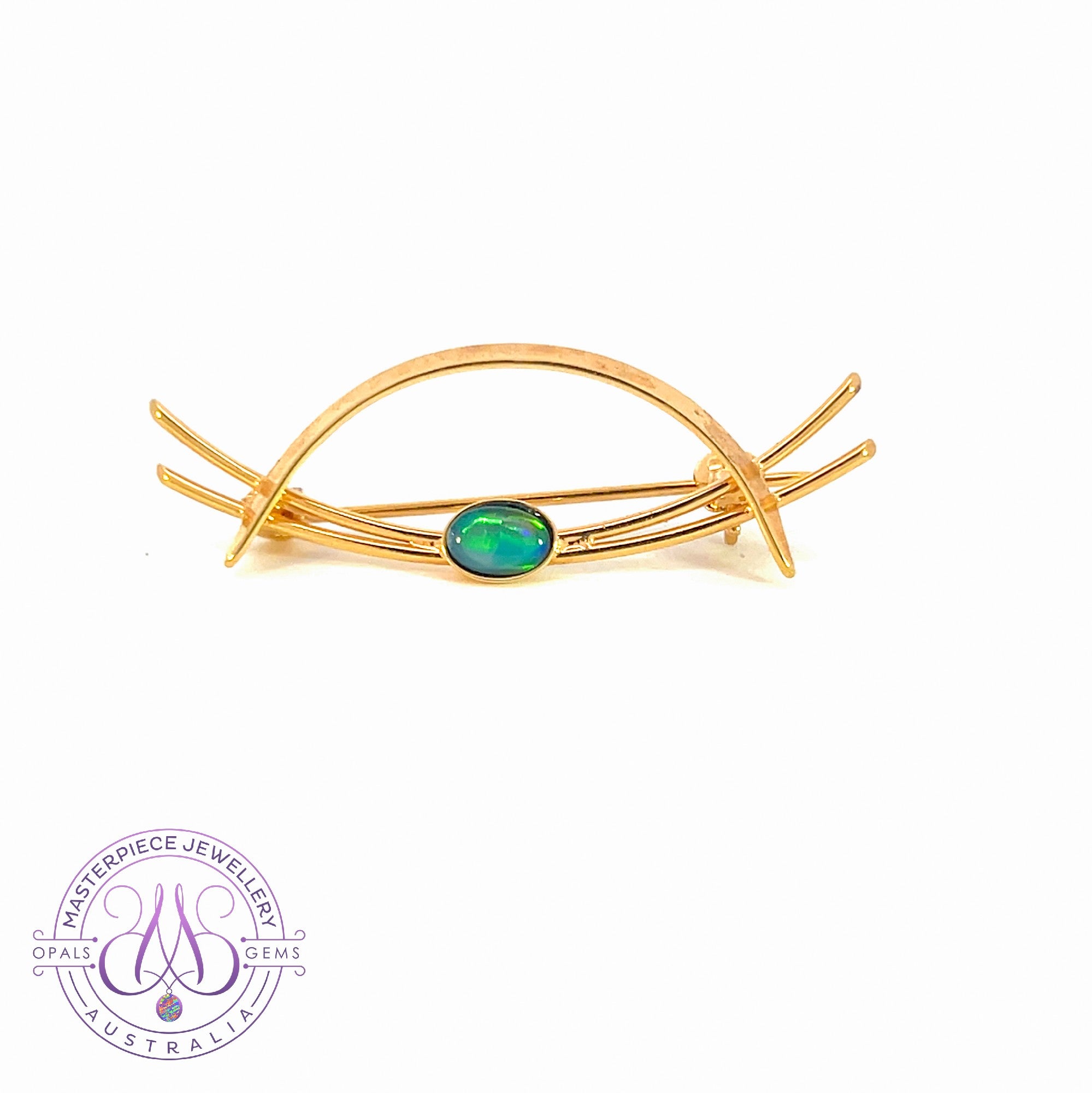 Sterling Silver Plated brooch with Opal triplet 7x5mm