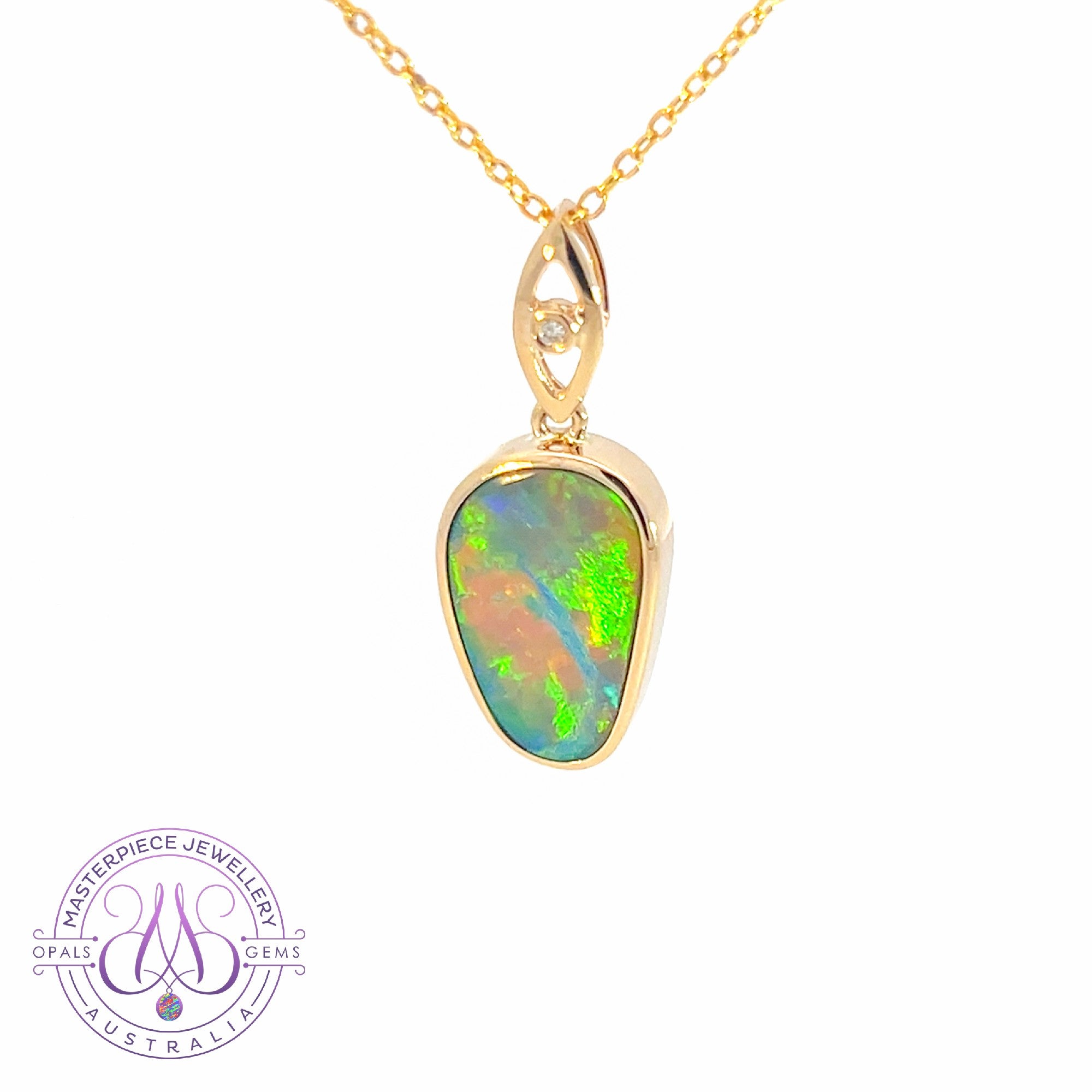 14kt Yellow Gold drop style Opal doublet pendant
