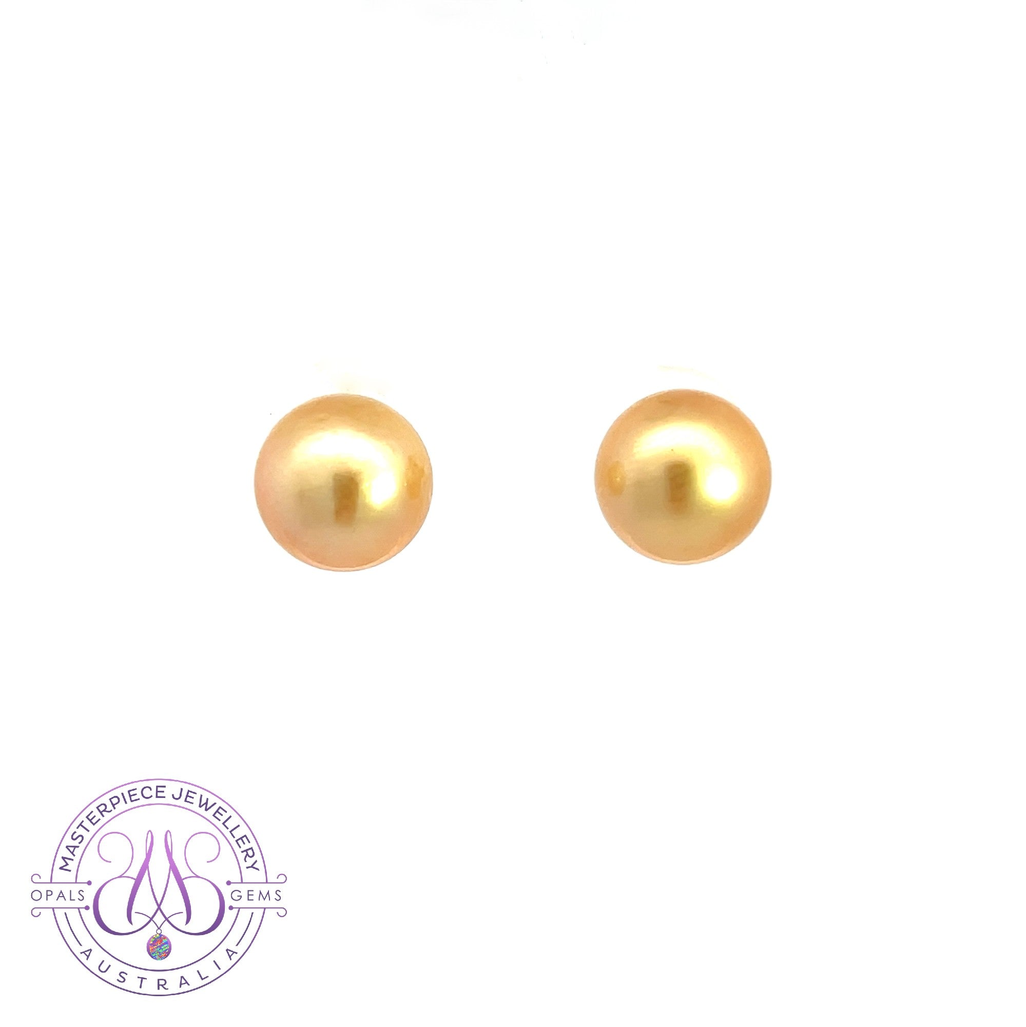 18kt Yellow Gold Golden South Sea Pearl 8-9mm studs
