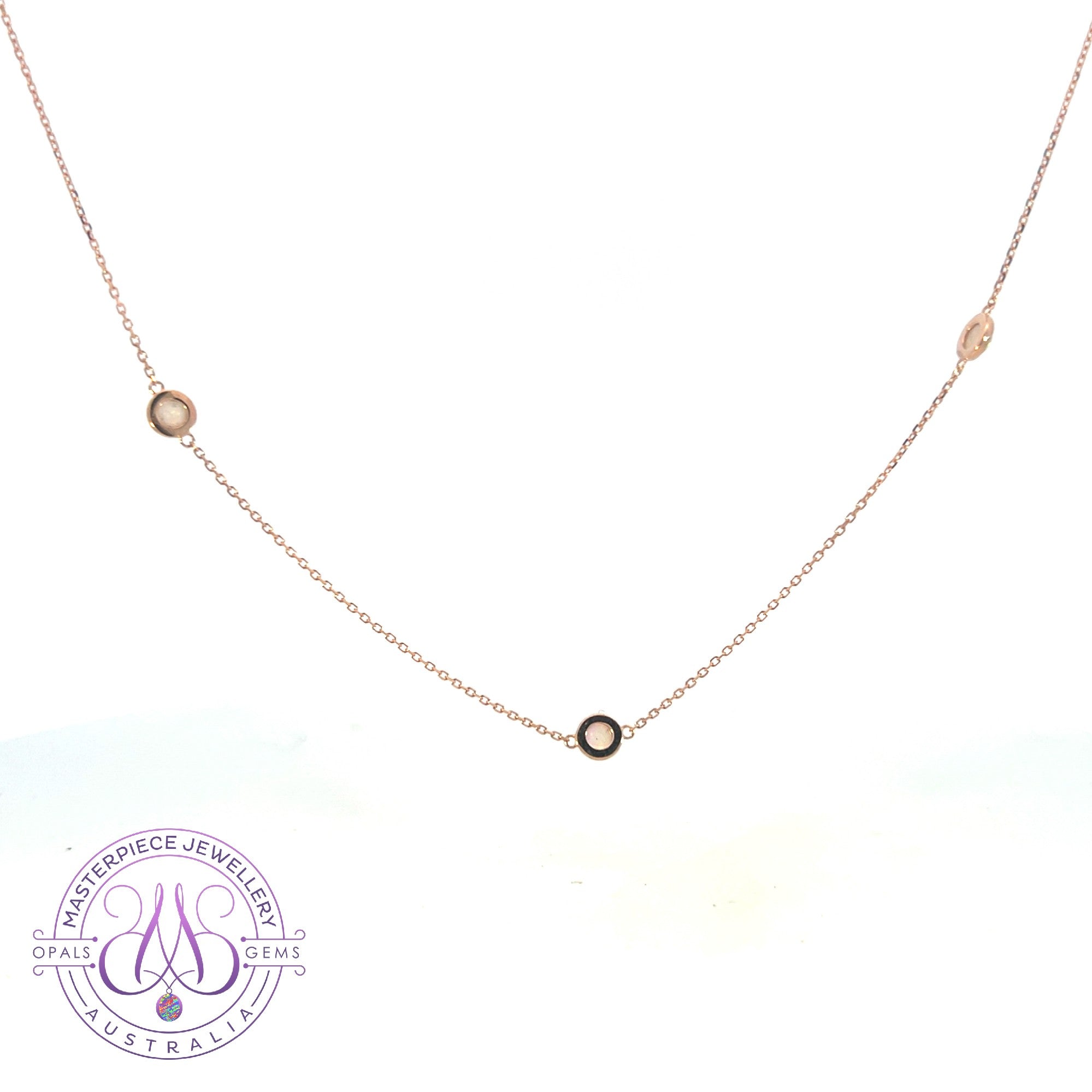 14kt Rose Gold 3.5mm Crystal Opal minimalist spacer necklace
