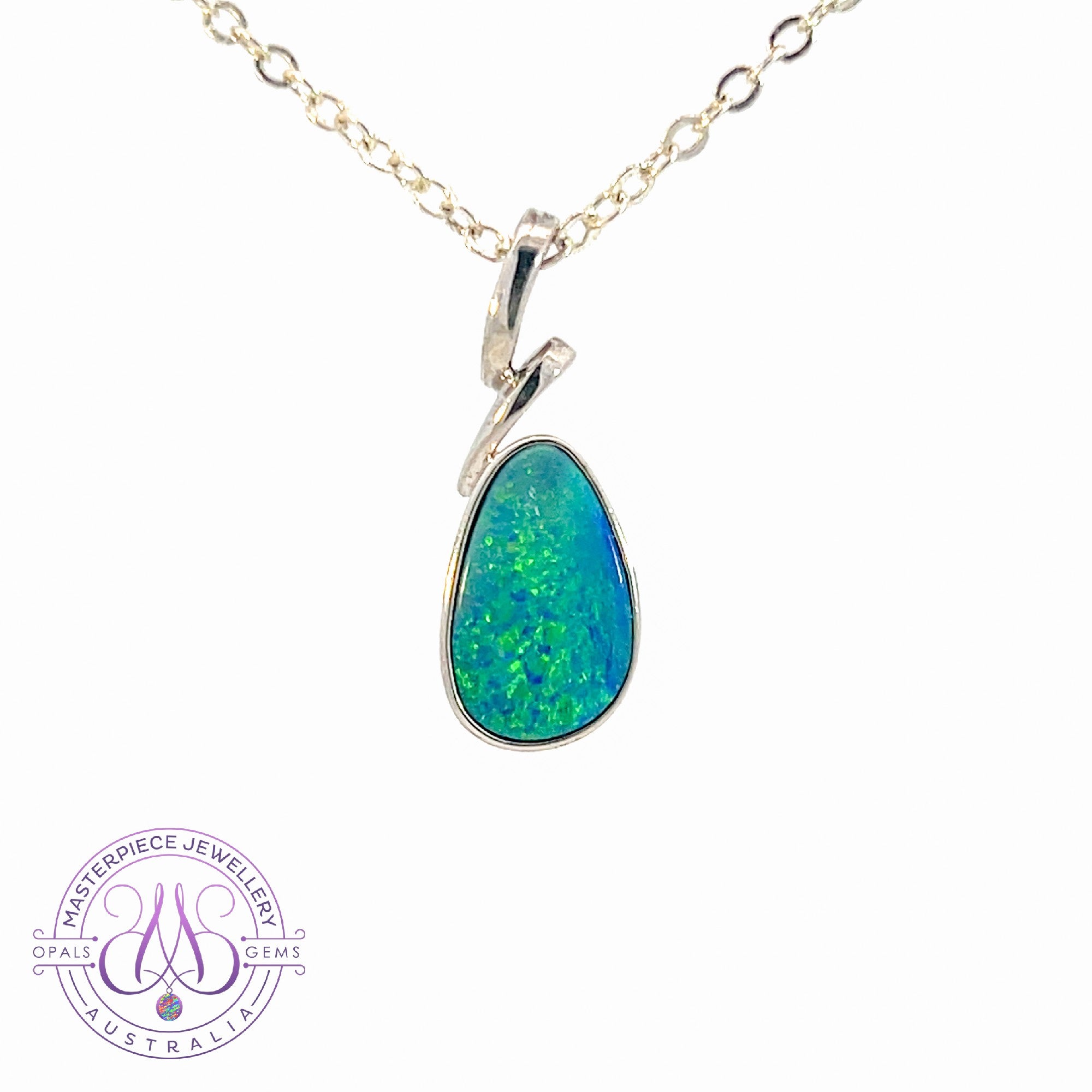 Sterling Silver Green Yellow Opal doublet pendant