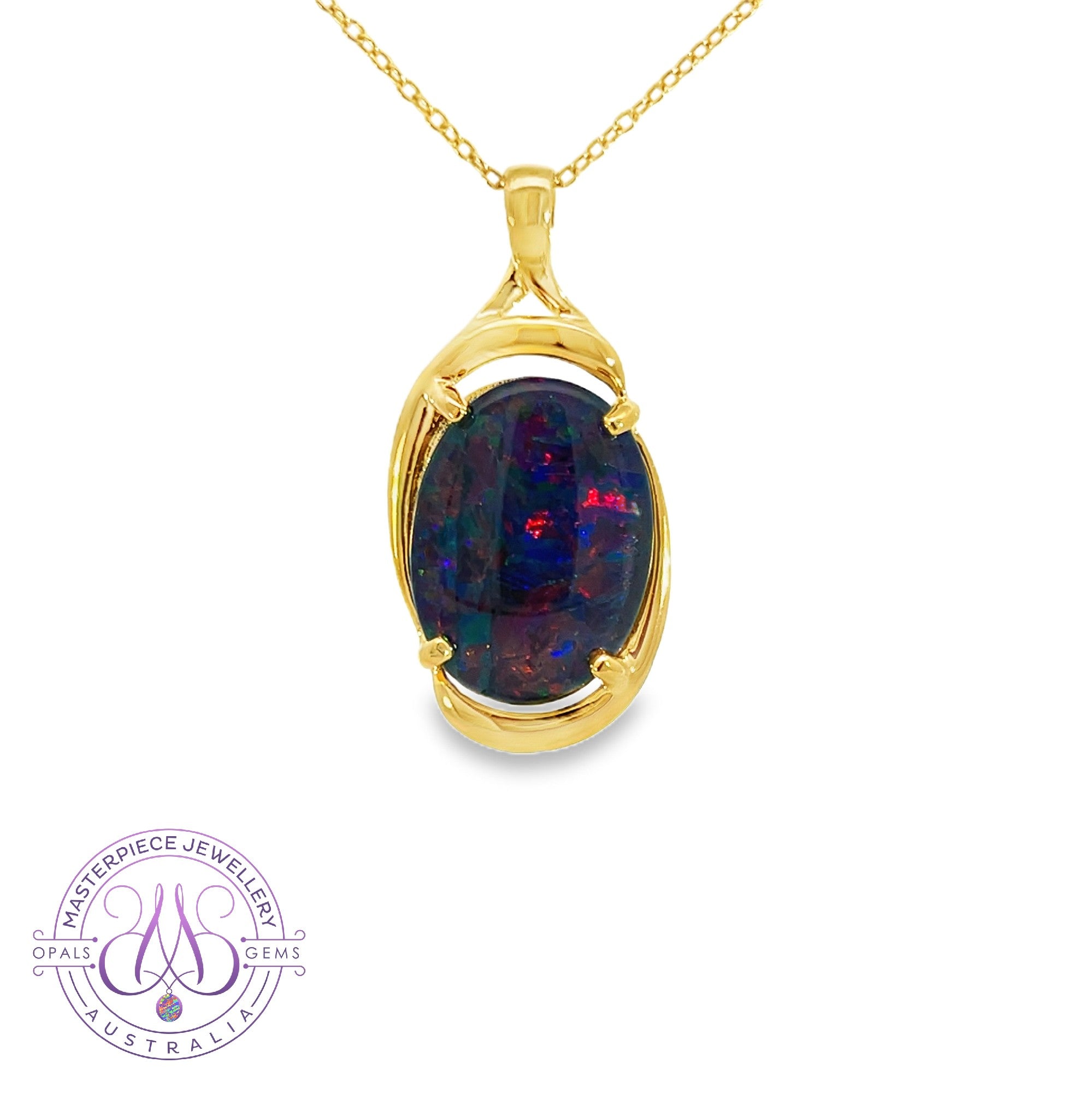 Gold Plated Sterling Silver 18x13mm Opal triplet large pendant