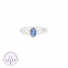 Sterling Silver 6x4mm Opal doublet heart shape band