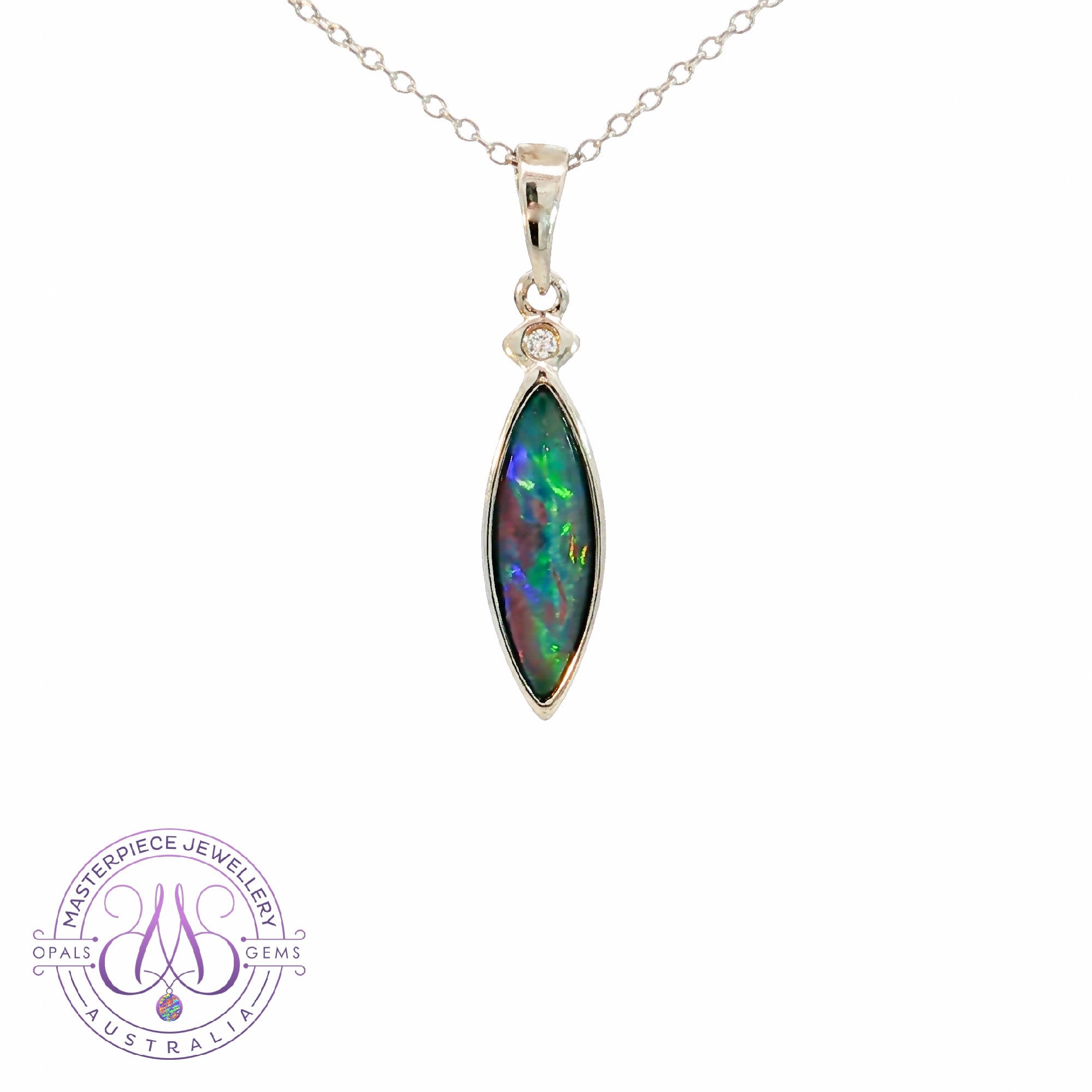 Sterling Silver Marquise shape 17.5x5.5mm pendant