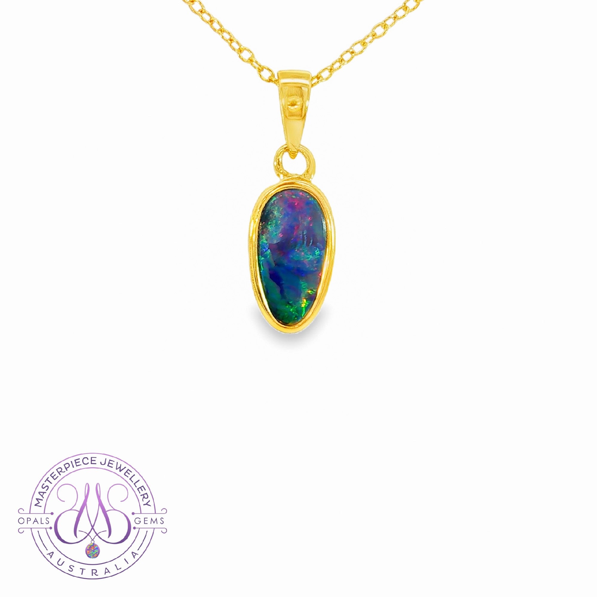 Gold Plated Silver Opal freeform 11x6mm pendant