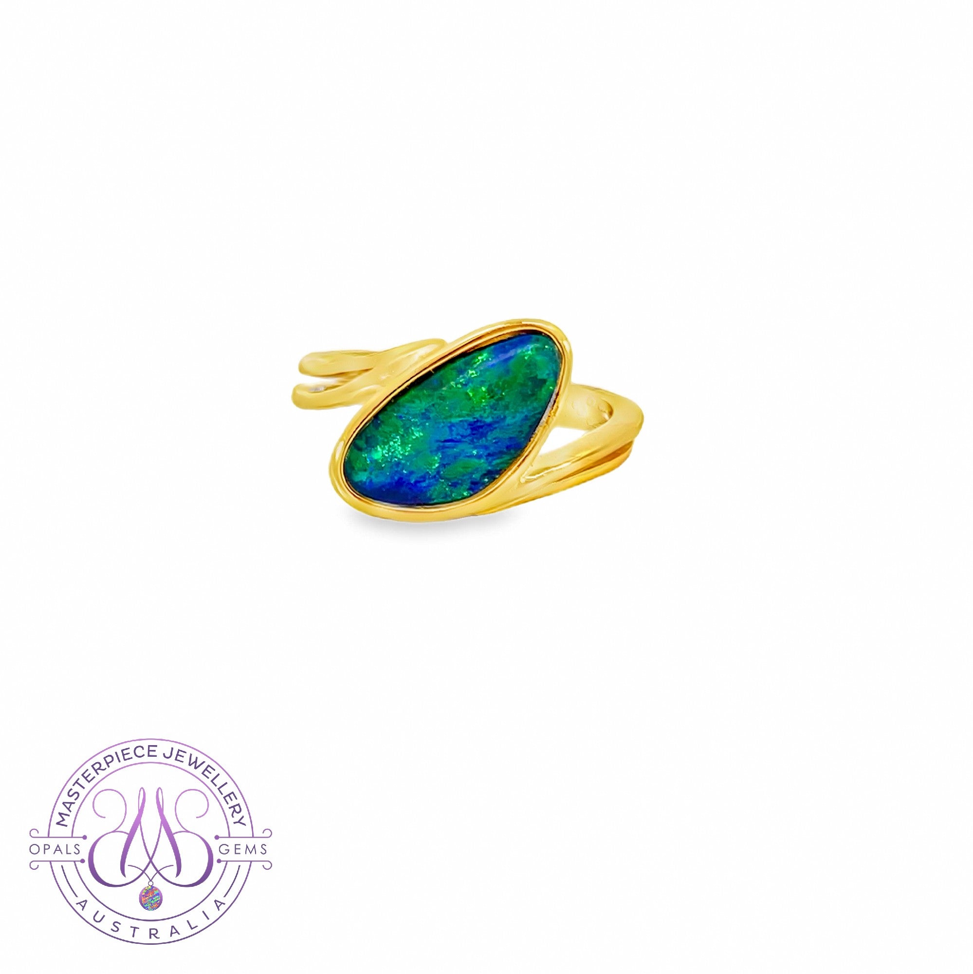 Gold Plated Silver 16x9mm Triplet Opal ring