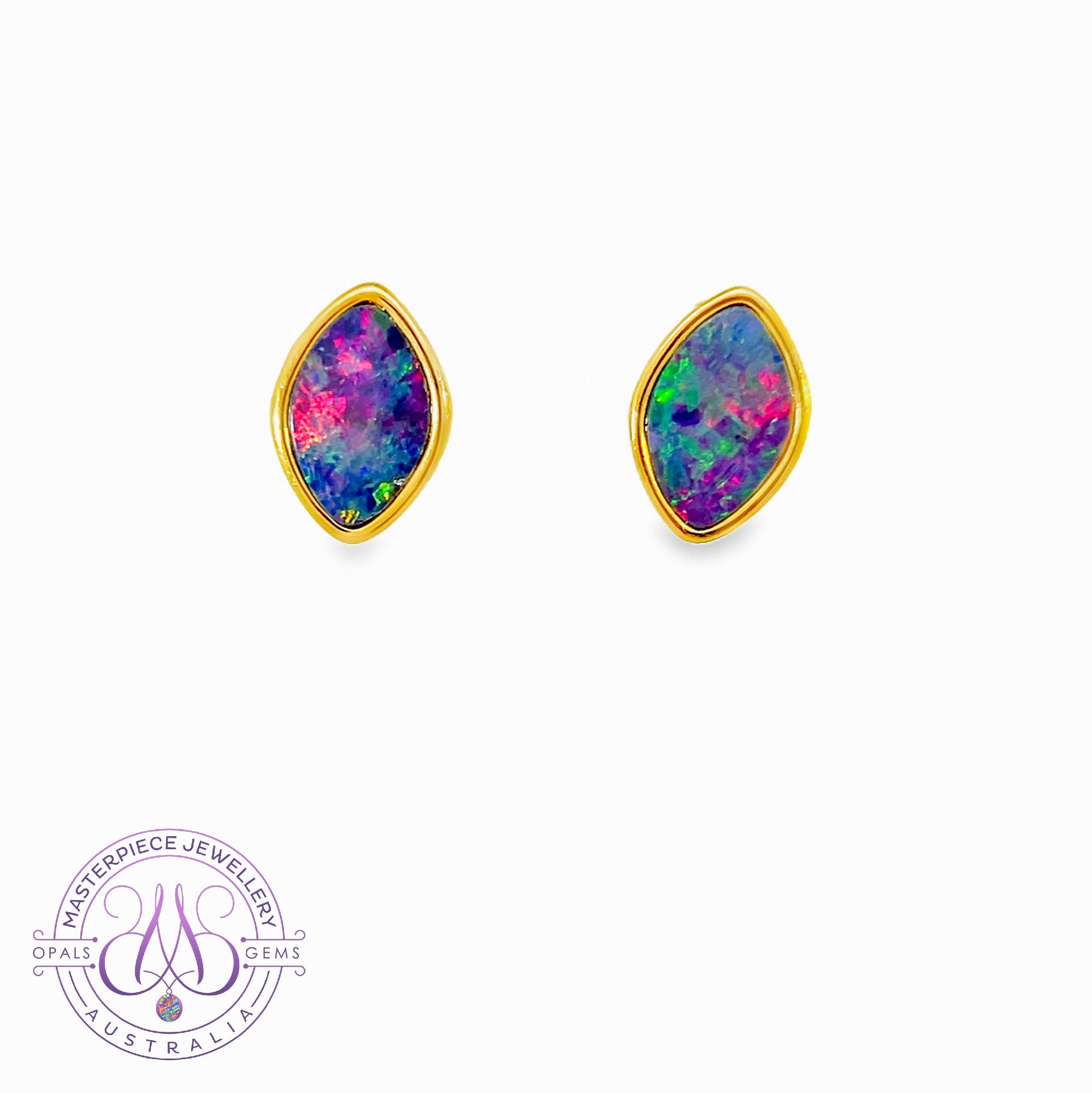 Gold Plated opal doublet 11x8mm earrings