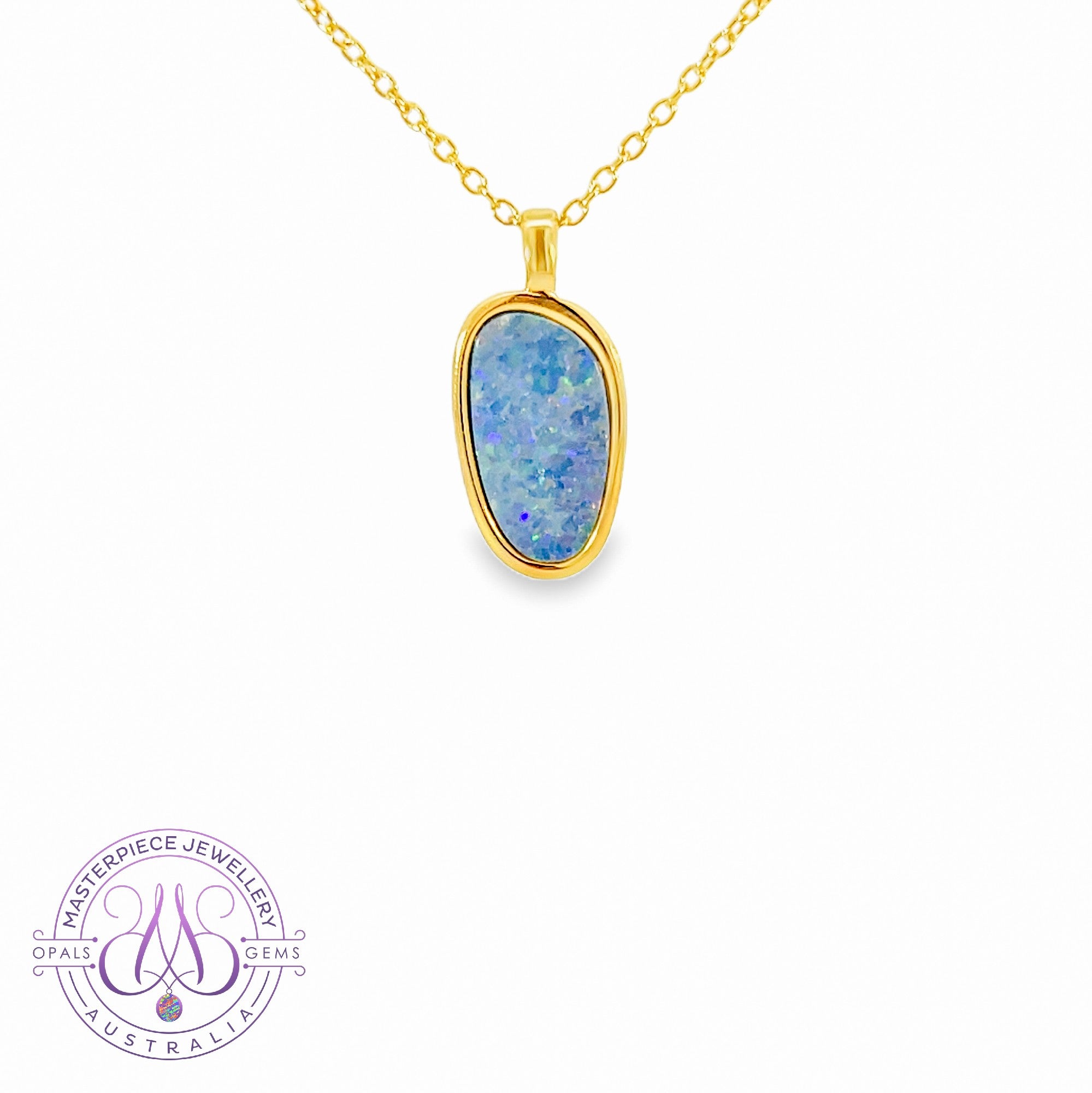Gold Plated Silver Opal doublet 13x8mm pendant