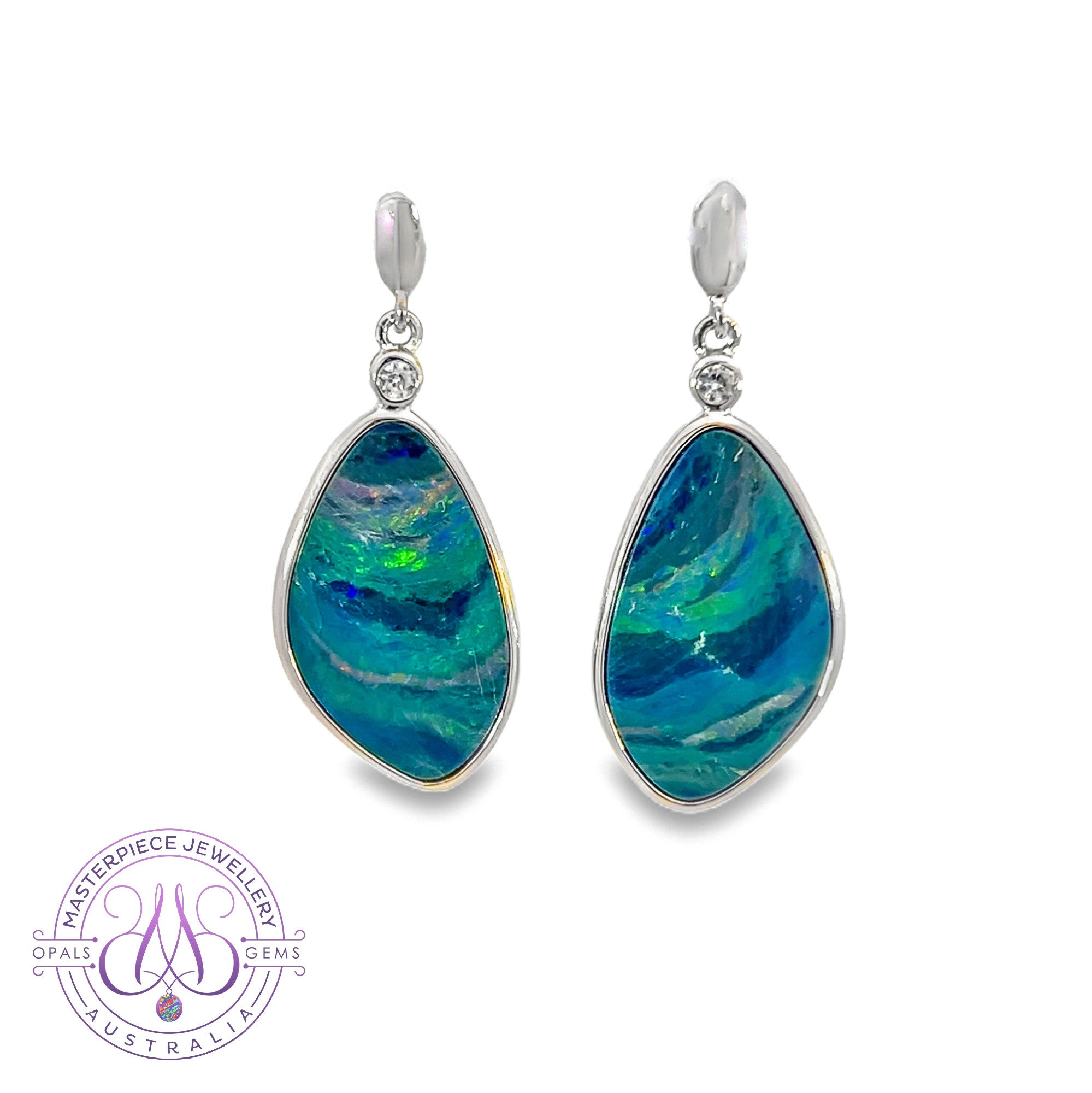 Sterling Silver large dangling Opal freeform 9.5ct earrings