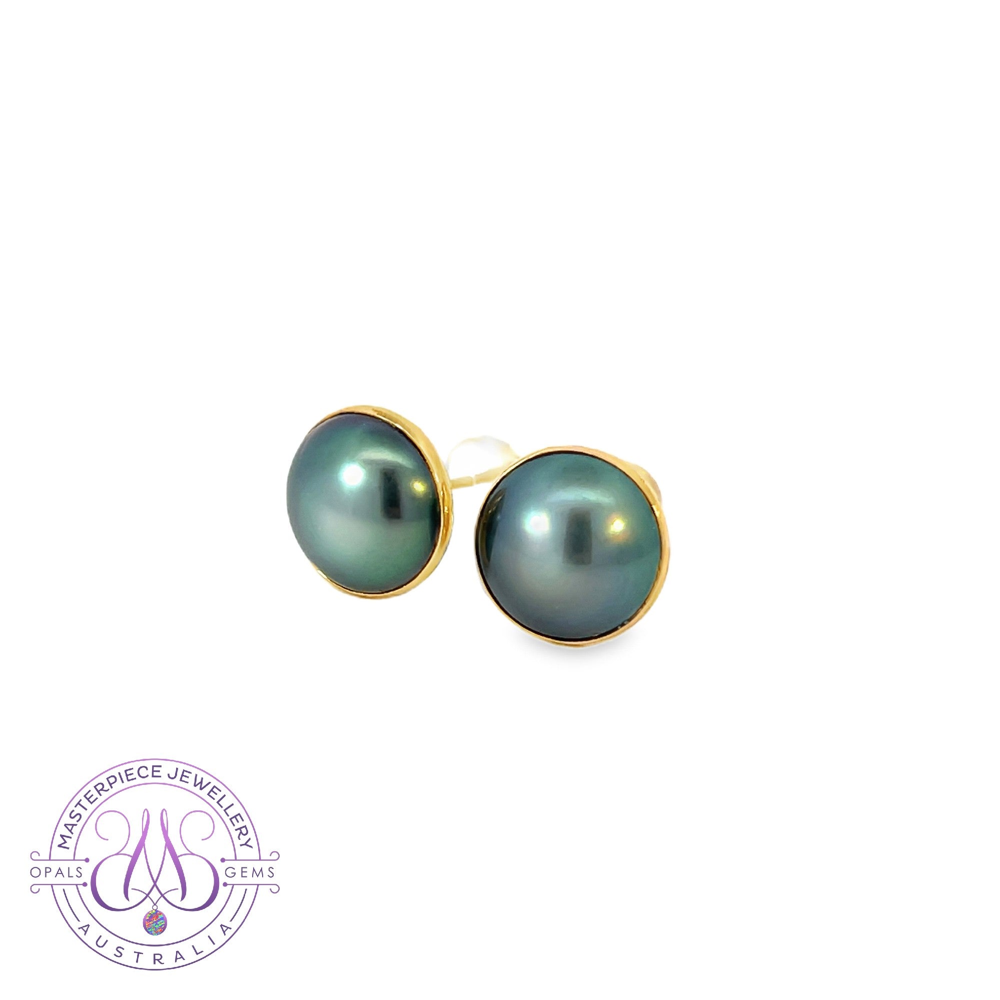 18kt Yellow Gold South Sea Pearl studs 10-10.5mm