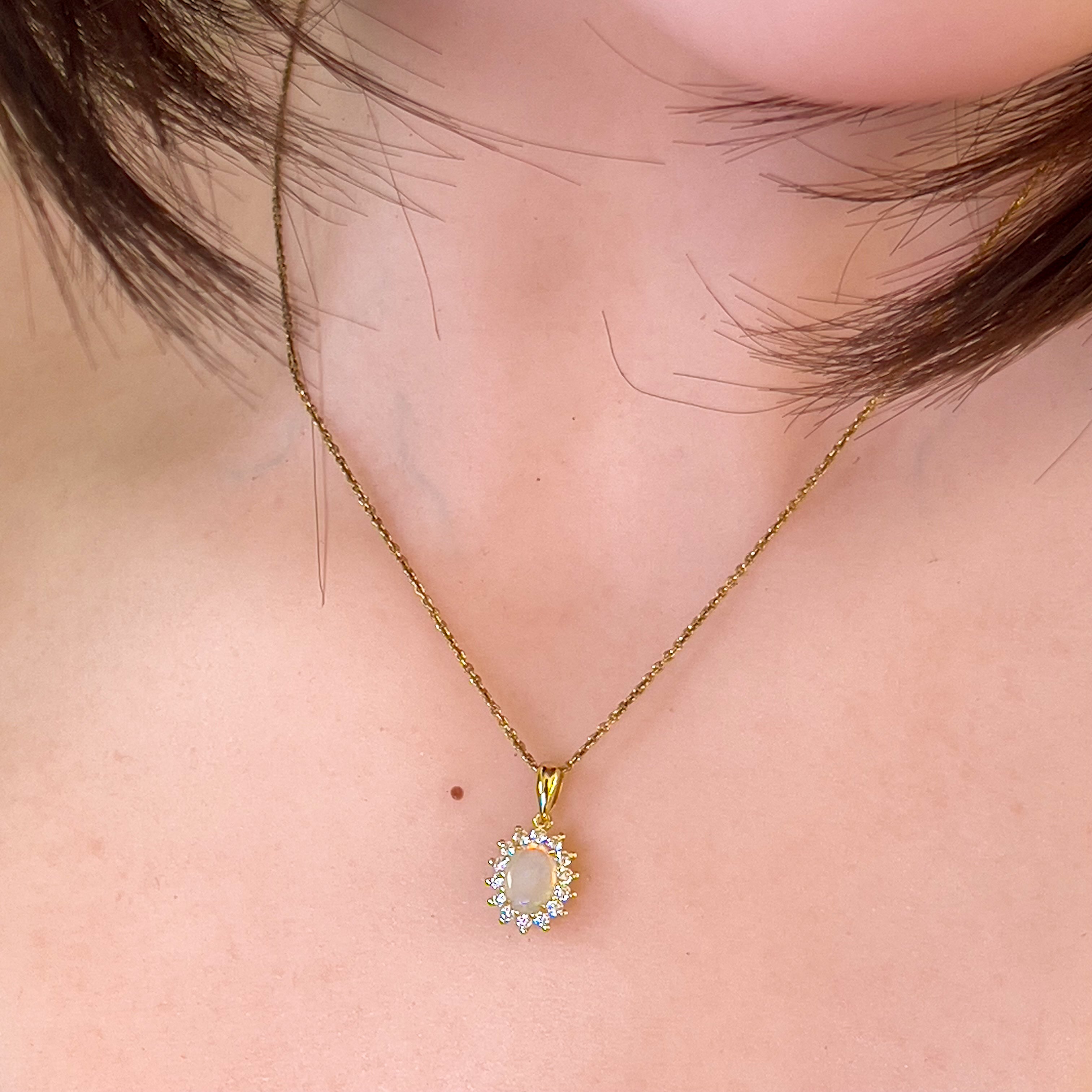 Gold plated Sterling Silver White Opal cluster pendant - Masterpiece Jewellery Opal & Gems Sydney Australia | Online Shop