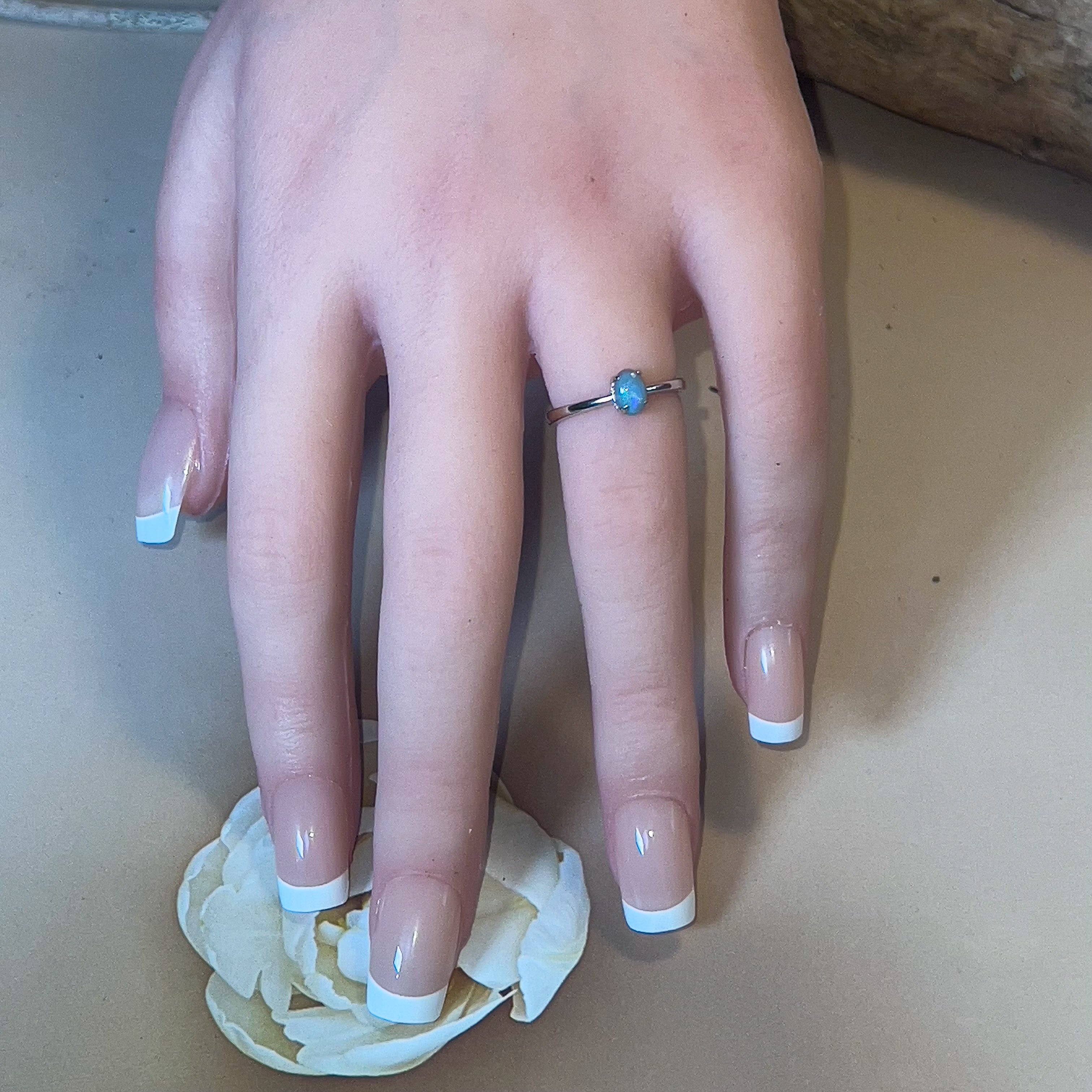 Sterling Silver Black Opal 0.6ct claw set - Masterpiece Jewellery Opal & Gems Sydney Australia | Online Shop